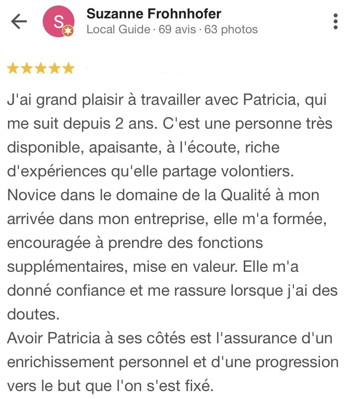 coaching - Avis Google de Suzanne F.